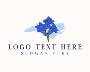 Map - North Carolina Flower Gentian logo design