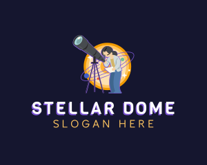 Astronomer Telescope Cosmos logo design