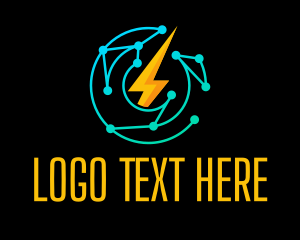 Networking - Thunder Bolt Circuit logo design