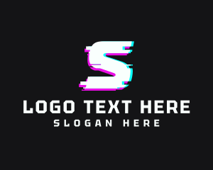 Anaglyph - Italic Glitch Letter S logo design