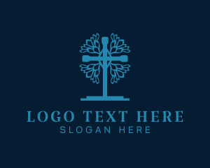 Biblical - Blue Crucifix Church logo design