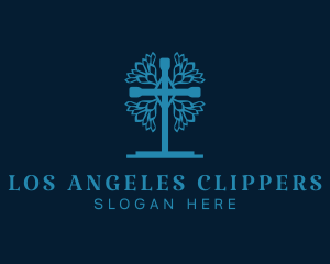 Blue Crucifix Church logo design