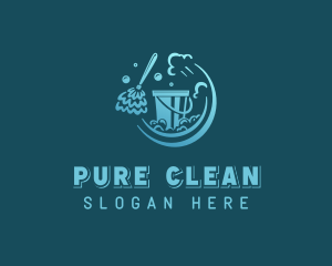 Cleaning Bucket Mop logo design