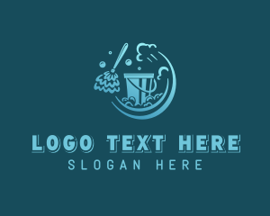 Clean - Cleaning Bucket Mop logo design