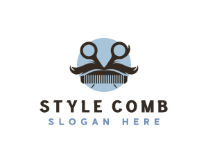 Barbershop Scissors Comb logo design