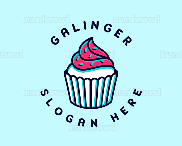 Sprinkle Cupcake Dessert Logo