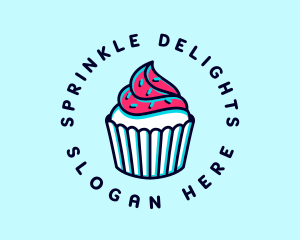 Sprinkle Cupcake Dessert logo design