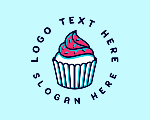 Sprinkle Cupcake Dessert Logo