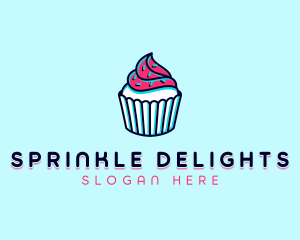 Sprinkle Cupcake Dessert logo design