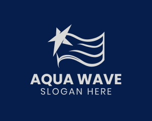 Abstract Star Wave Flag logo design