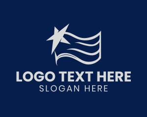 Freedom - Abstract Star Wave Flag logo design