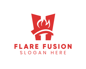 Flare - Flaming Letter H logo design