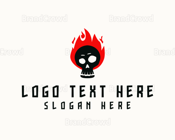 Spooky Fire Skull Logo