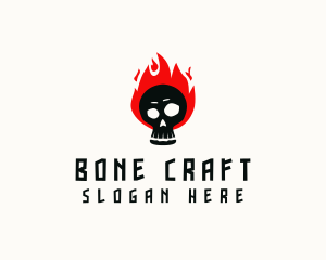 Bones - Spooky Fire Skull logo design