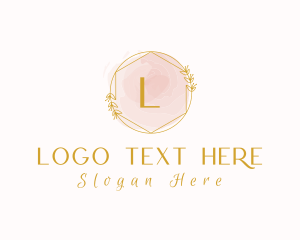 Cosmetology - Beauty Floral Watercolor Hexagon logo design
