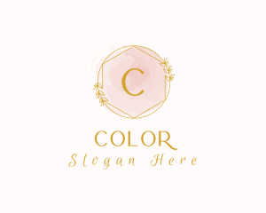 Yoga - Beauty Floral Watercolor Hexagon logo design