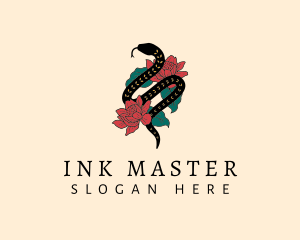 Snake Floral Tattoo logo design