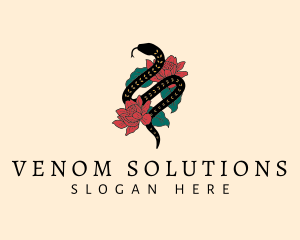 Snake Floral Tattoo logo design