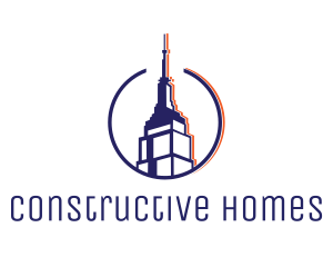 Building - Blue Skyscraper Building logo design