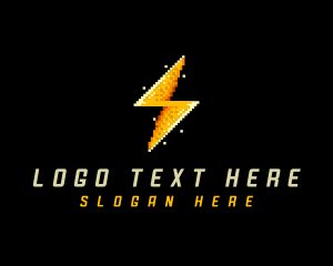 Arcade - Pixel Lightning Bolt logo design