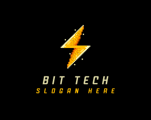 Pixel Lightning Bolt logo design