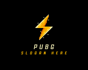 Pixel - Pixel Lightning Bolt logo design