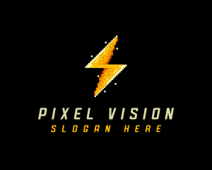 Pixel Lightning Bolt logo design