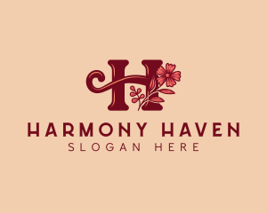 Cursive Floral Letter H logo design