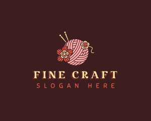 Flower Yarn Crochet logo design