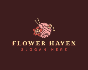 Flower Yarn Crochet logo design