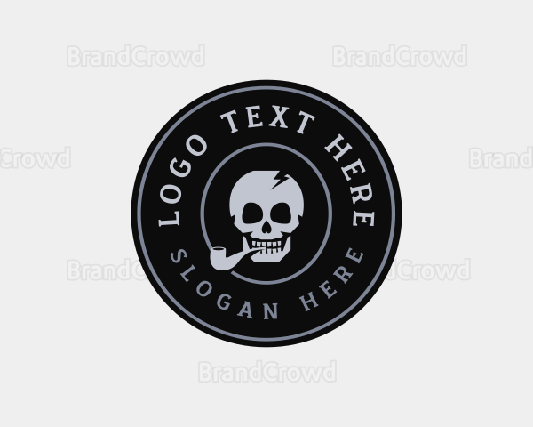 Skull Smoking Pipe Logo