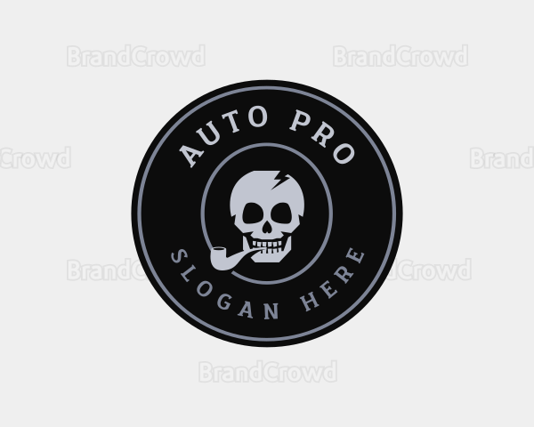 Skull Smoking Pipe Logo