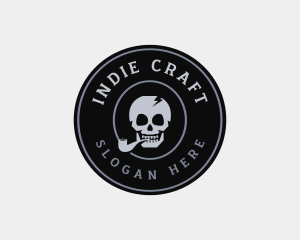 Indie - Skull Smoking Pipe logo design