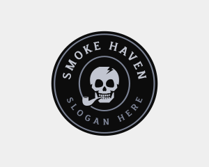 Skull Smoking Pipe logo design