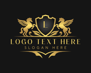 Horse - Luxury Pegasus Shield logo design