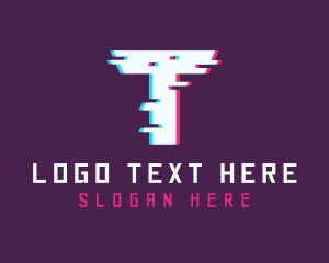 Online Gaming - Cyber Anaglyph Letter T logo design