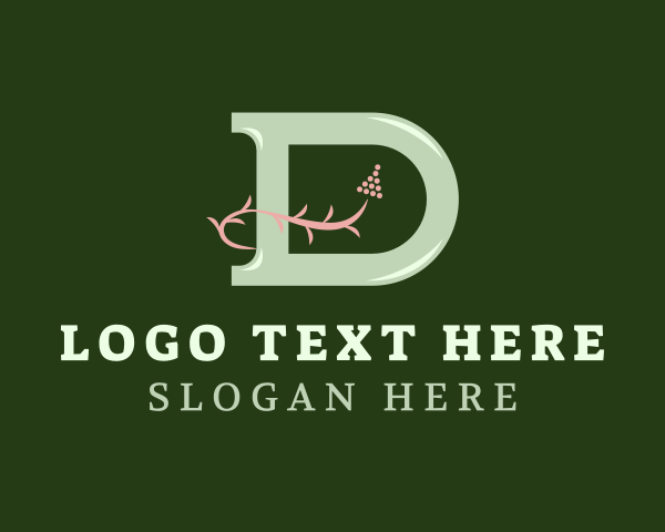 Botanical - Green Grapevine Letter D logo design