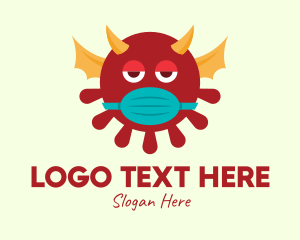 Coughing - Red Sick Evil Virus Monster logo design