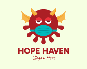 Covid 19 - Red Sick Evil Virus Monster logo design