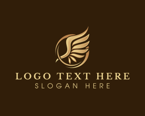 Feather - Gold Wing Aviation logo design