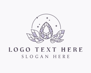Healing Crystal - Elegant Crystal Leaf logo design
