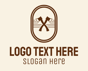 Timber - Axe Lumberjack Oval Badge logo design