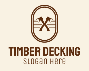 Axe Lumberjack Oval Badge logo design