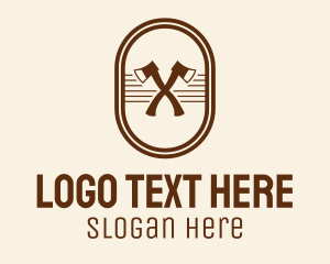 Botany - Axe Lumberjack Oval Badge logo design
