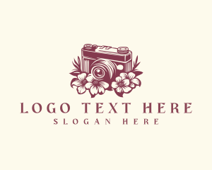 Vlogging - Camera Floral Photography logo design
