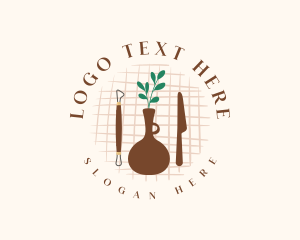 Clay Pot - Vase Pottery Tools logo design