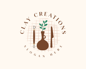 Pottery - Vase Pottery Tools logo design