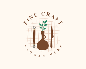 Vase Pottery Tools logo design