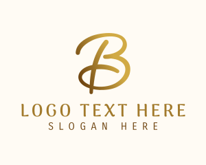 Initial - Luxury Cursive Letter B logo design