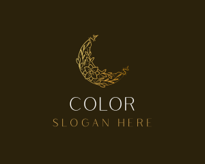 Golden - Floral Crescent Moon logo design